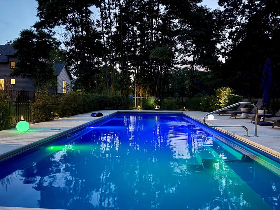 The pool at dusk