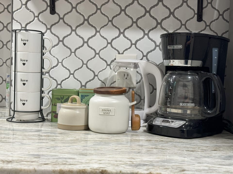 Enjoy an AM coffee or tea on your balcony without having to leave the room!