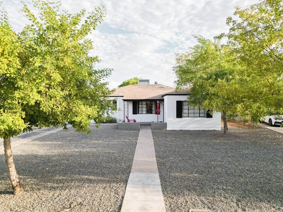 Renovated 1940’s home with a fresh coat of modern colored paint.