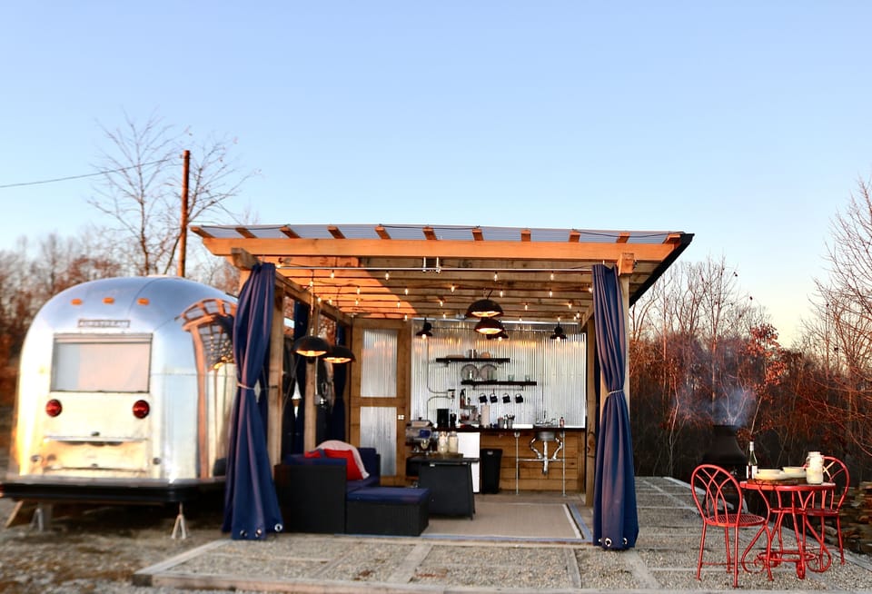Outdoor living space, curtains open & close to add to your outdoor experience.