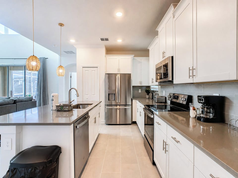 Modern Kitchen with Stainless Steel Appliances and Island