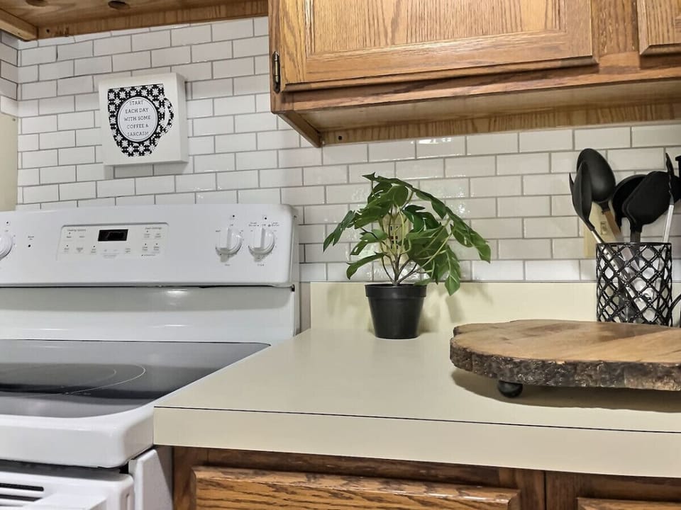 Charming kitchen nook with rustic accents.