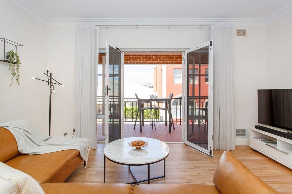 Living area opening to balcony