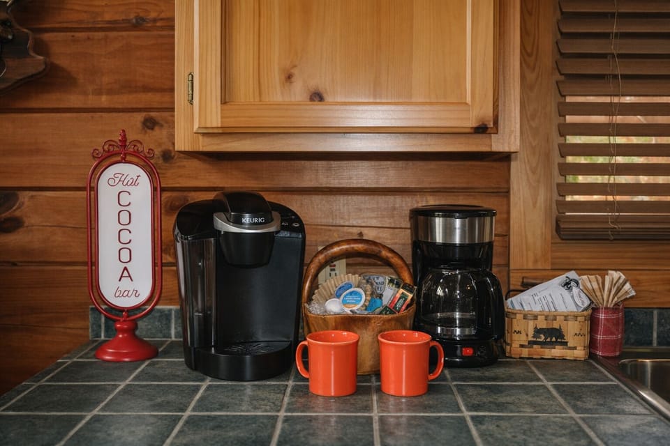 Coffee pot and Keurig.