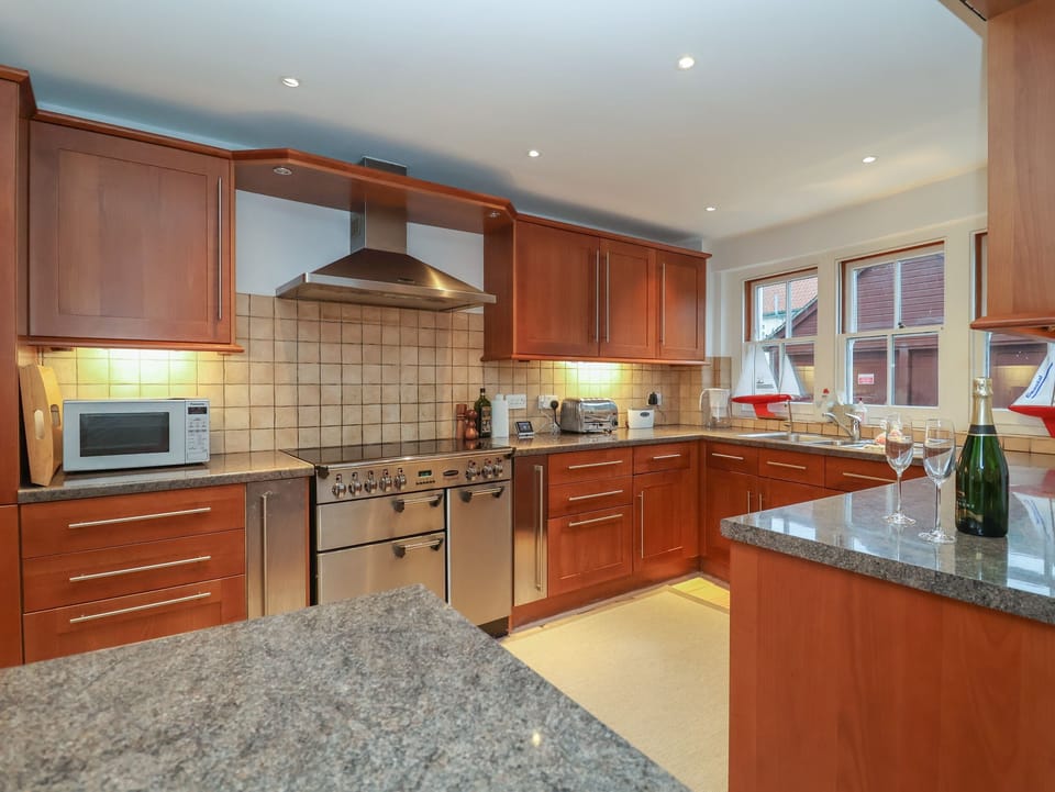 Fridge, dishwasher, electric kettle, toaster