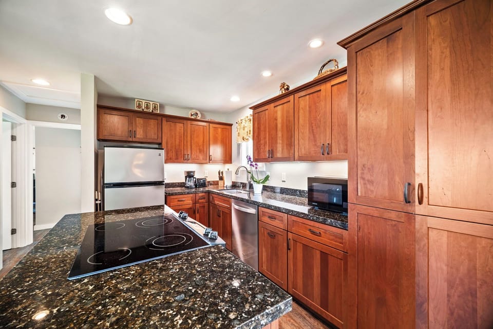 A granite island and full range for nights you'd rather cook than go out.