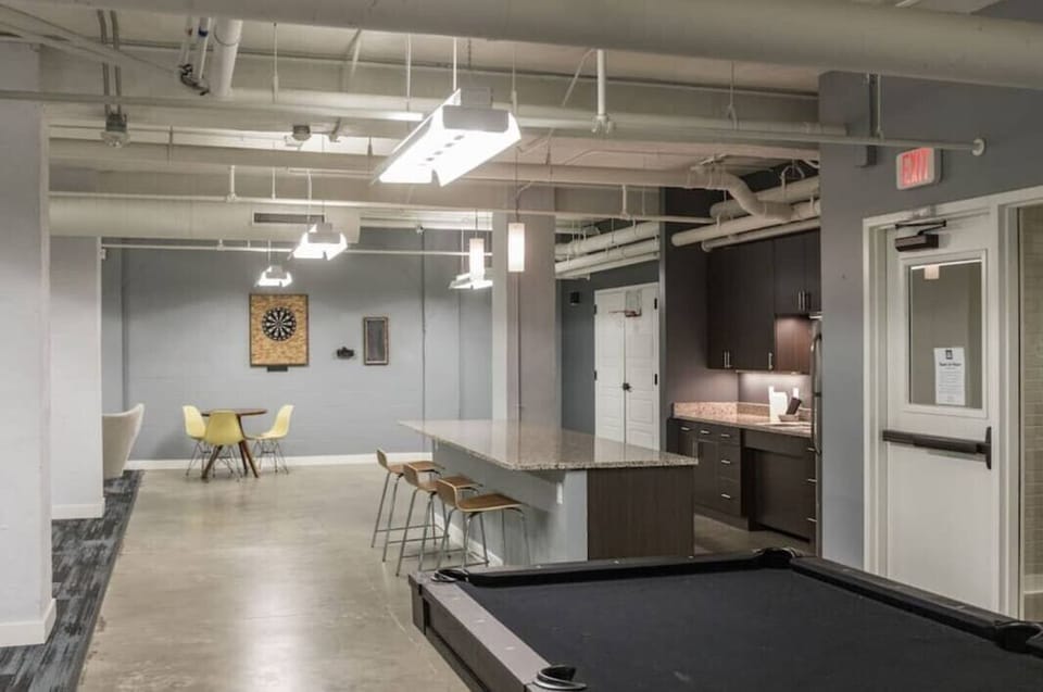 Shared kitchen area in game room