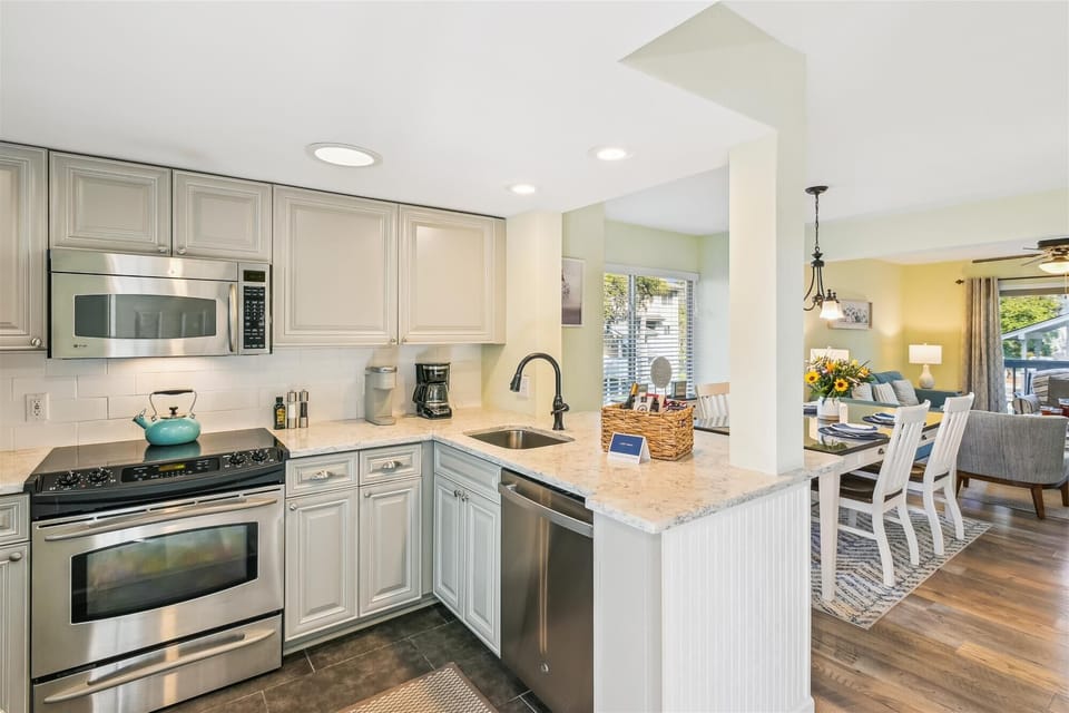 Stainless appliances. Keurig and standard dripping coffee makers.