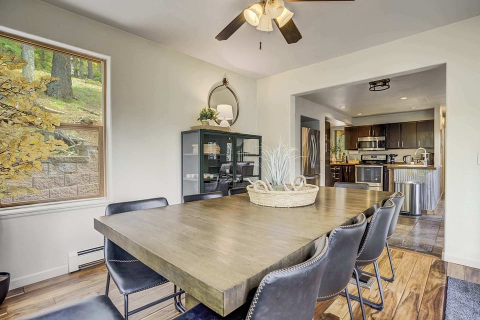 Gather around in our dining room, comfortably seating eight persons. Enjoy shared meals or celebrate special moments in a welcoming space designed for togetherness.