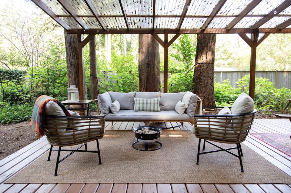 The back deck is a great place to read a book and enjoy the sounds of nature.