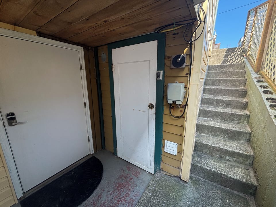 Guests will need to walk down 12 steps from the parking to reach the entry door.