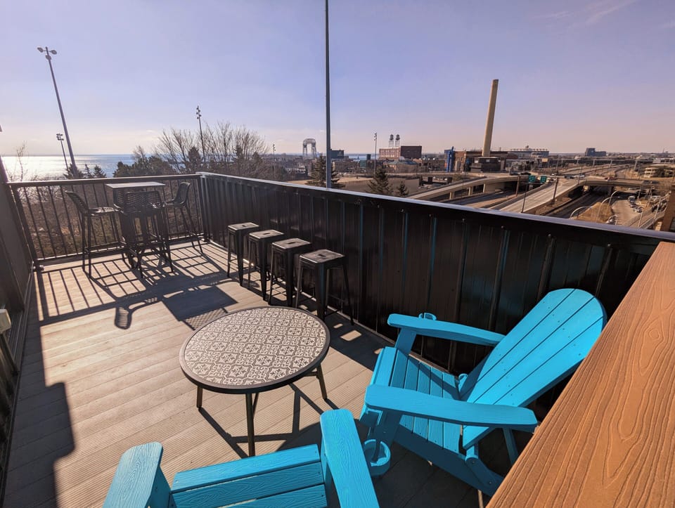 Rooftop Deck: View facing the Aerial Lift Bridge (0.8 miles away).