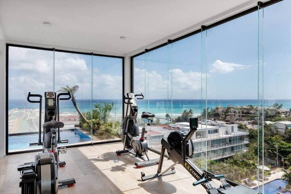 Work out with an inspiring ocean view at the fully equipped gym.