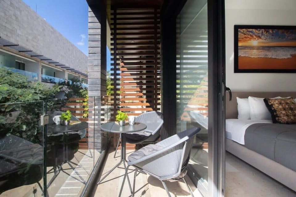 Cozy seating on your private balcony