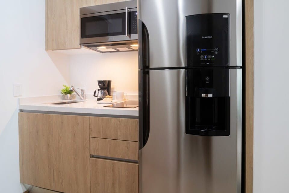 There’s a well-equipped kitchen to prepare simple meals