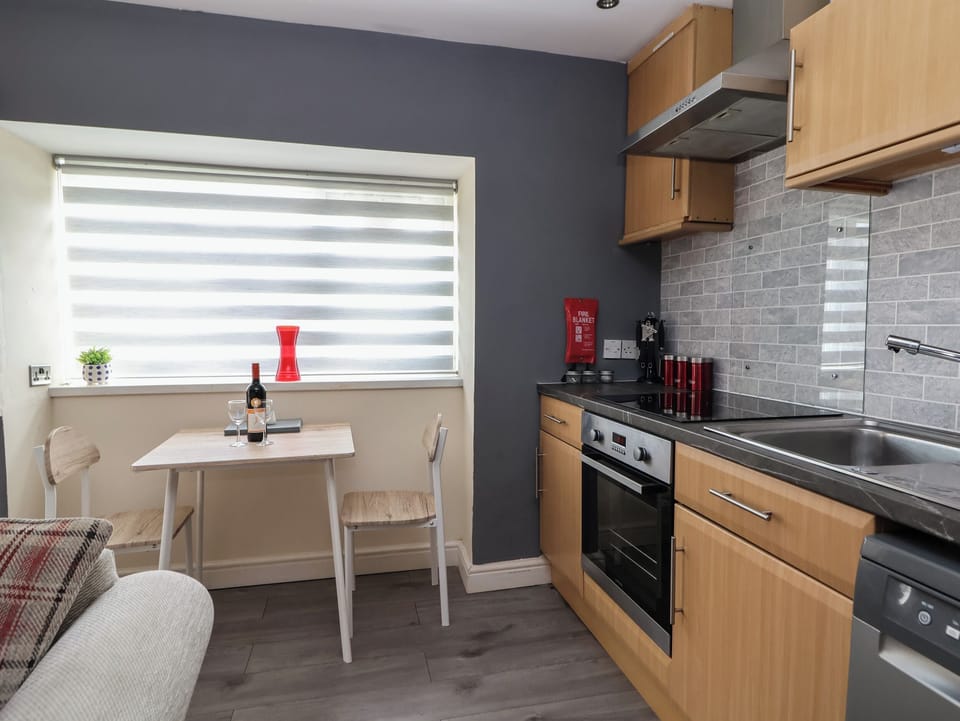 Fridge, dishwasher, electric kettle, toaster