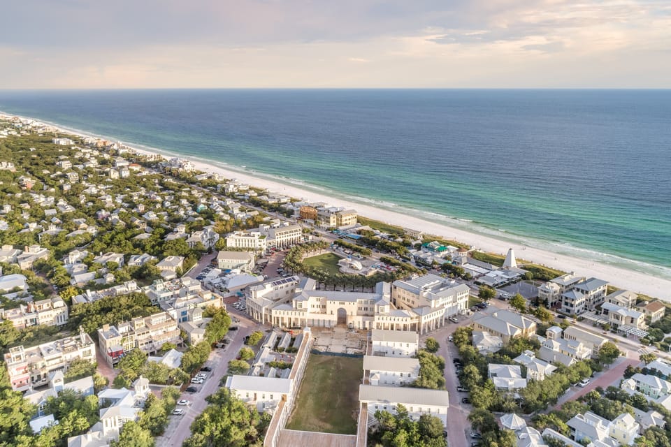 TOWN AND GULF ARIEL SHOT IN SEASIDE, FL