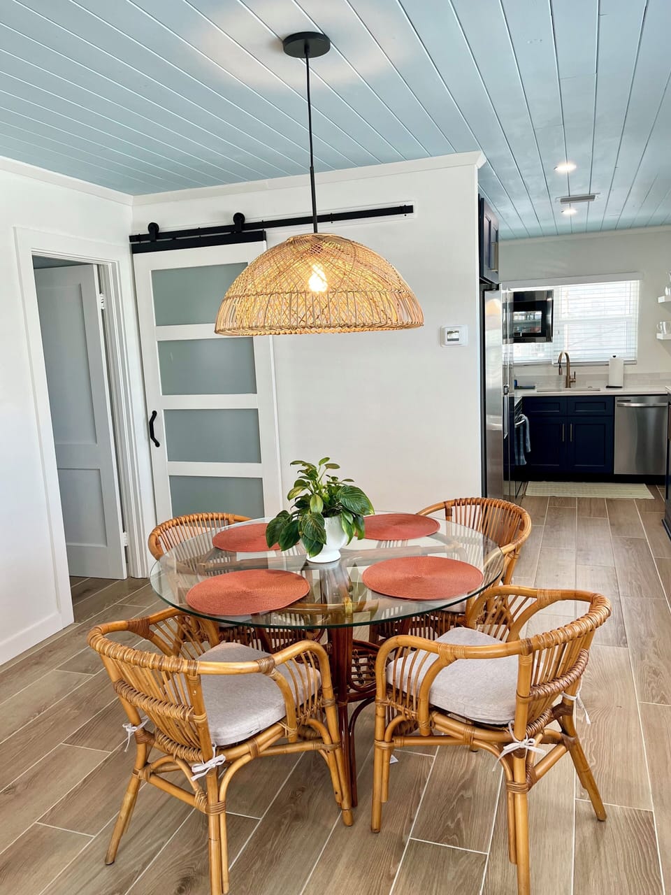 Bright, airy dining area.