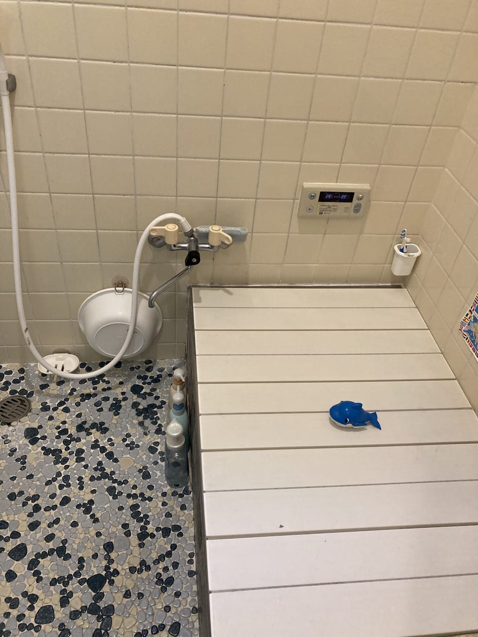 Separate tub and shower, deep soaking tub, hair dryer, towels