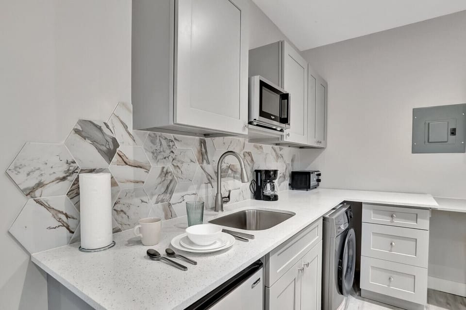 Small but mighty: This kitchen packs a lot of function into a tight space.