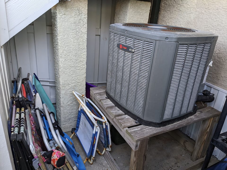 Beach chairs in storage area