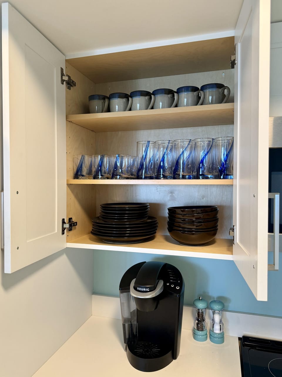 Fully stocked kitchen. 