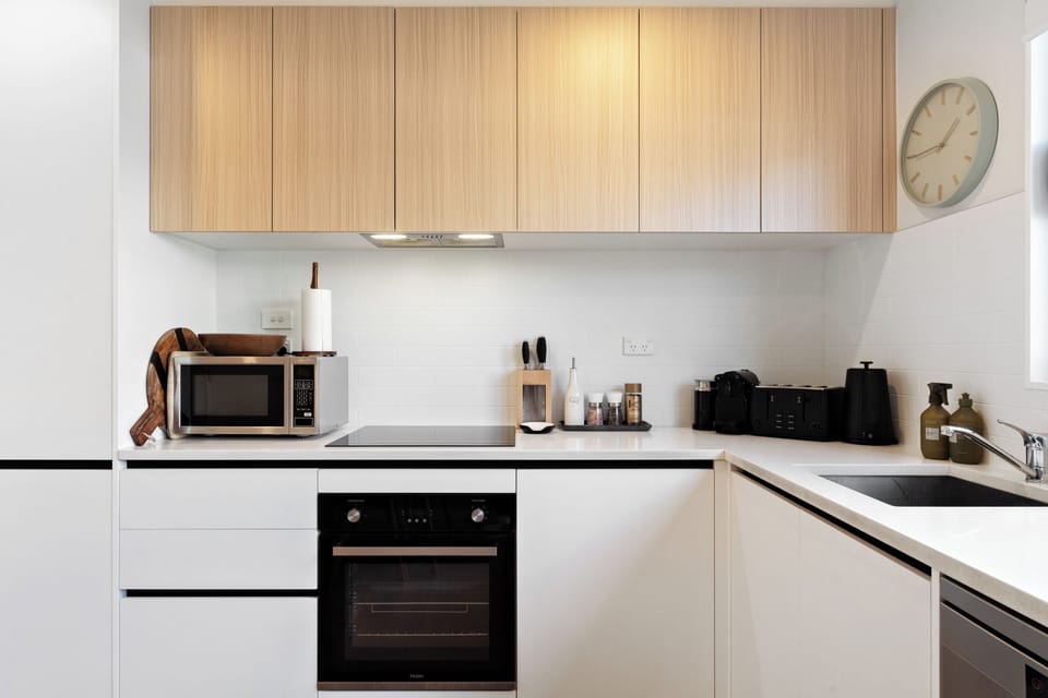 modern kitchen with all the mod-cons and utensils you need at your home away from home