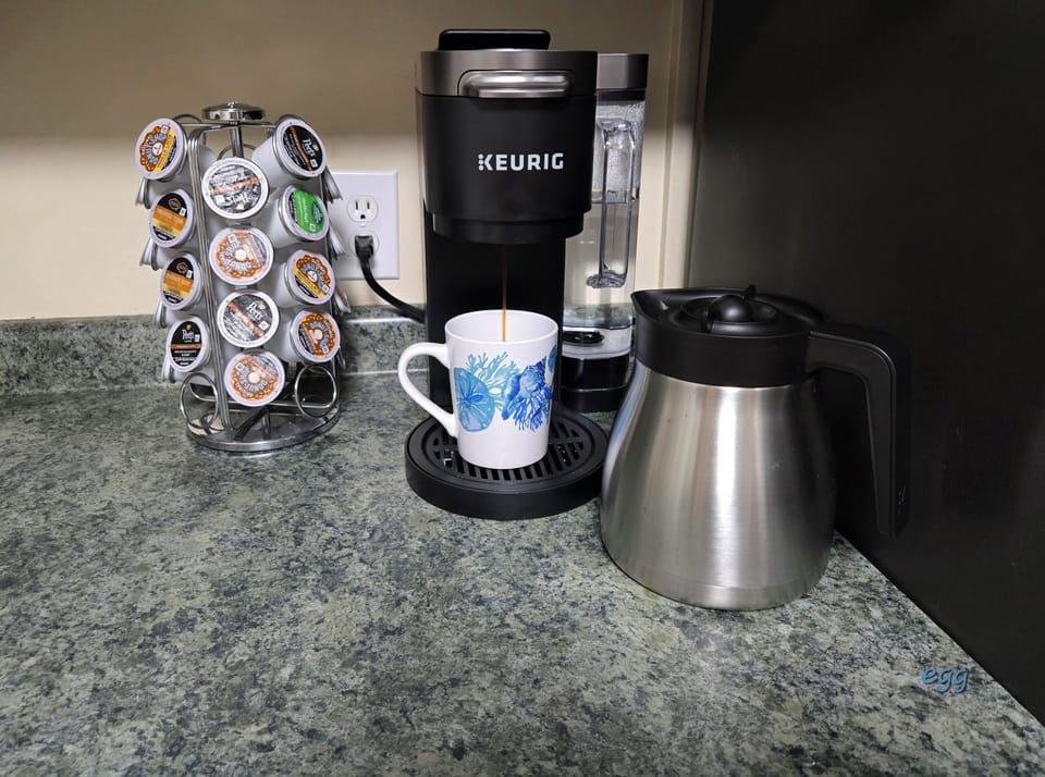 K-cups or  coffee pot - you choose! 