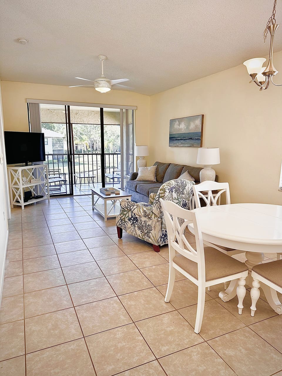 Dining area and living room