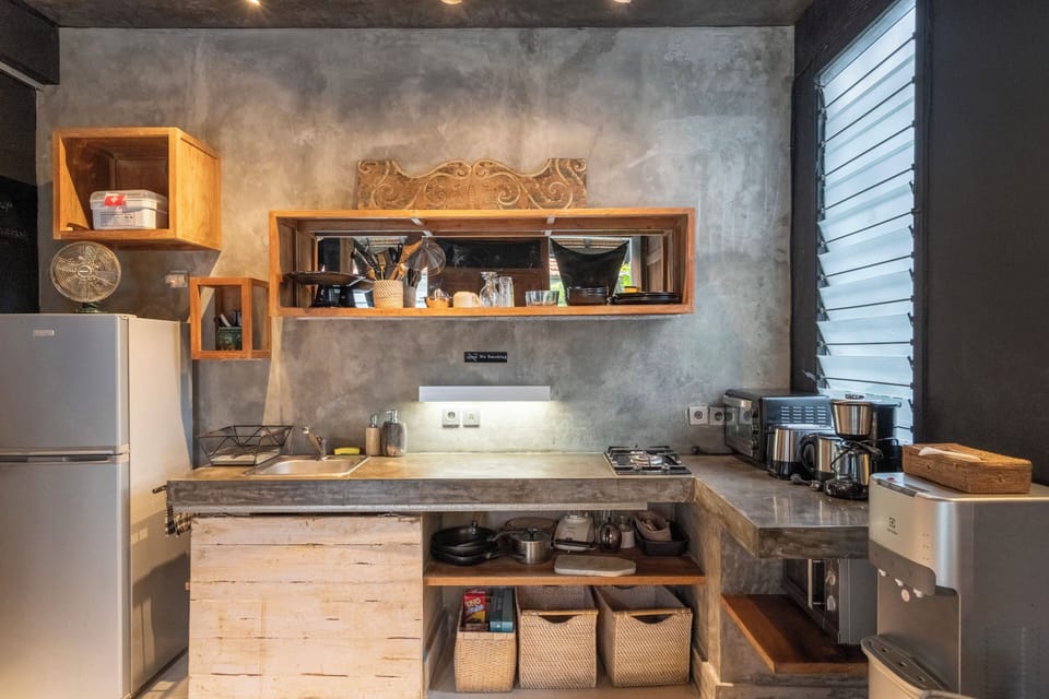Villa | Private kitchen | Fridge, microwave, stovetop, electric kettle