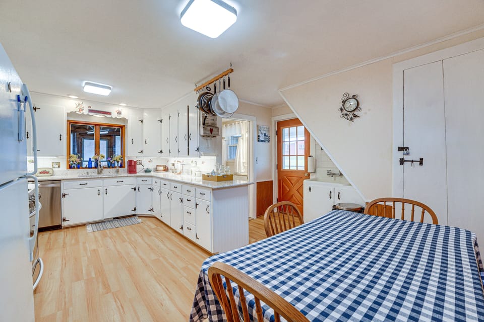 Kitchen | 2-Story Home | Bedroom/Full Bathrooms on 1st Floor | Free WiFi