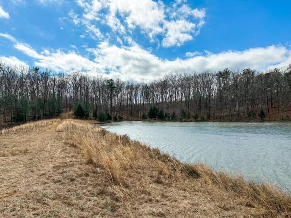 Follow the shelf along the right side of the lake to get to the ravine where the canoes are stored. PLEASE NOTE: Lake is just over a mile walk from the Property.