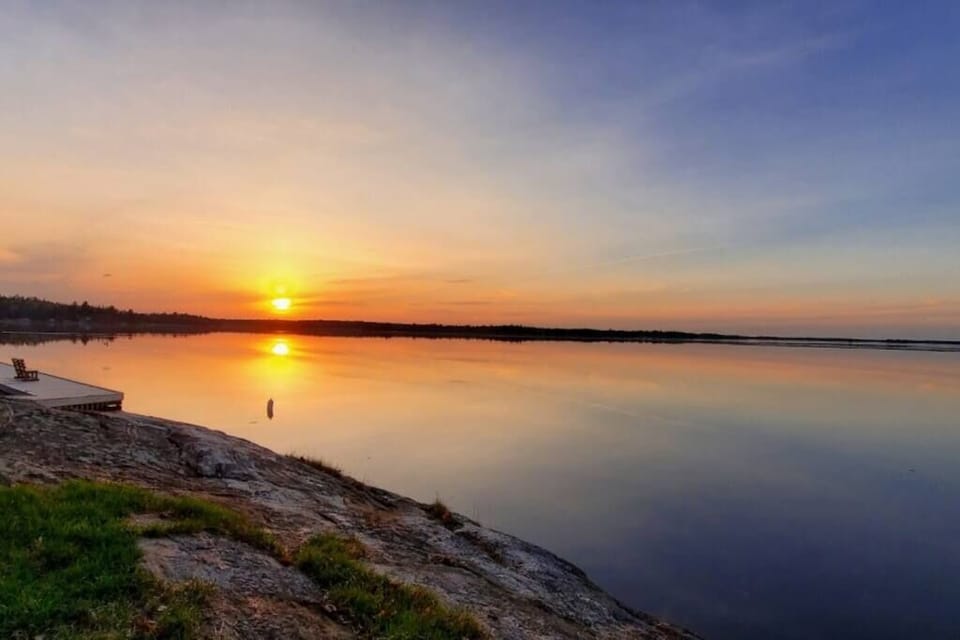 Sunset in Voyageur's National Park on Lake Kabetogama at "the Rock" at Harmony Beach Resort