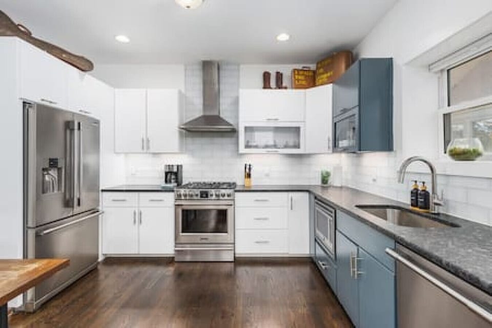 Fully-equipped kitchen with stainless steel appliances and all the utensils you'll need to make a great meal.
