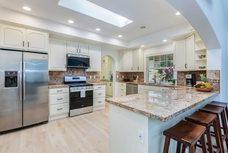 High end kitchen cabinets featuring stylish hardware.