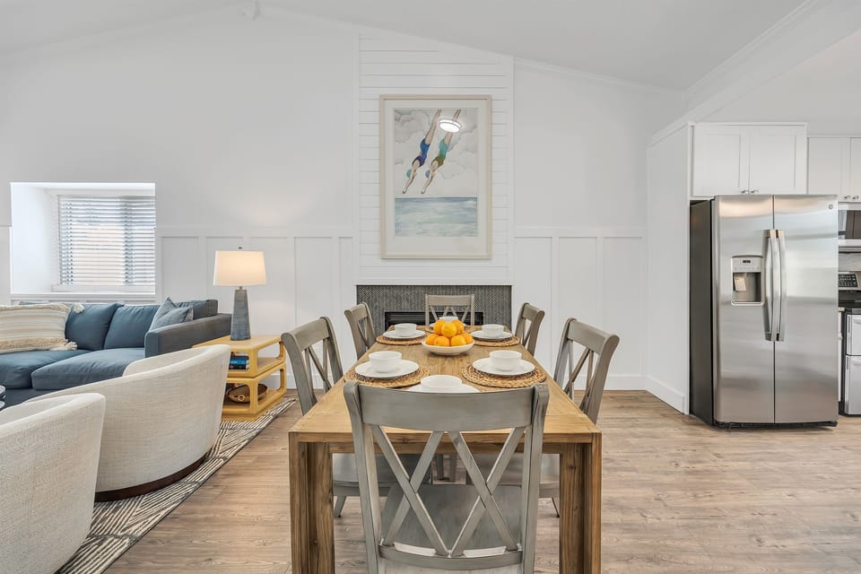 Dining area open to the living room - plenty of space for shared meals