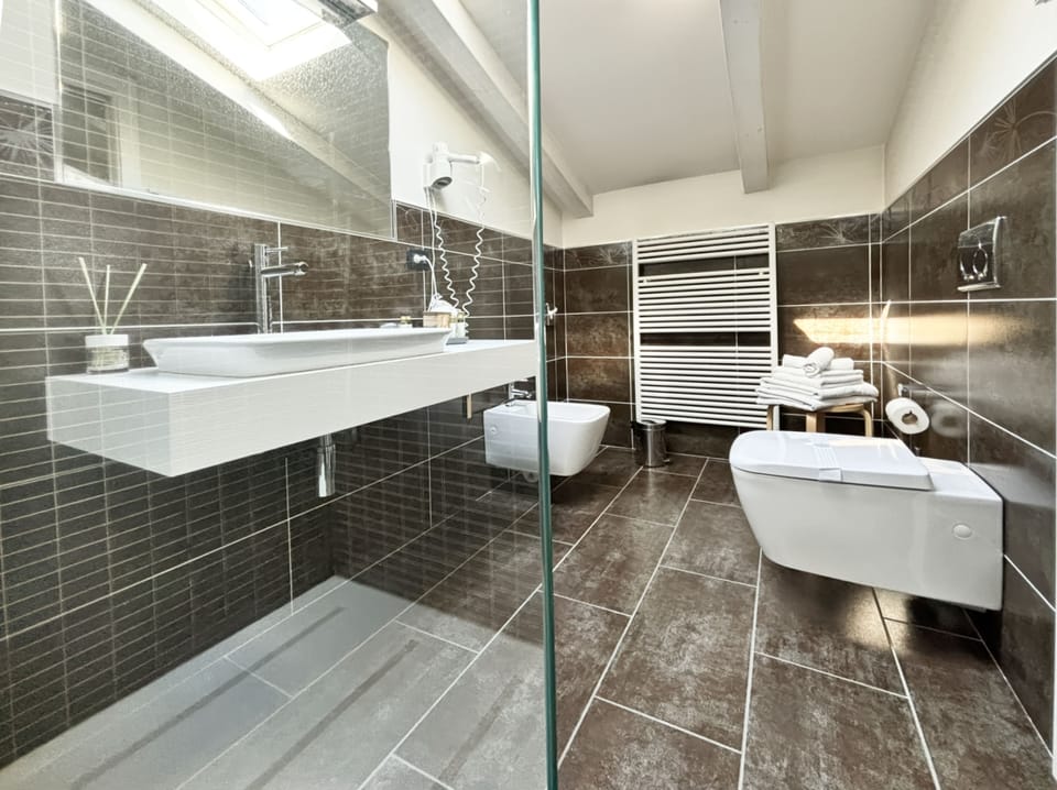 Deluxe Room | Bathroom | Shower, rainfall showerhead, free toiletries, hair dryer