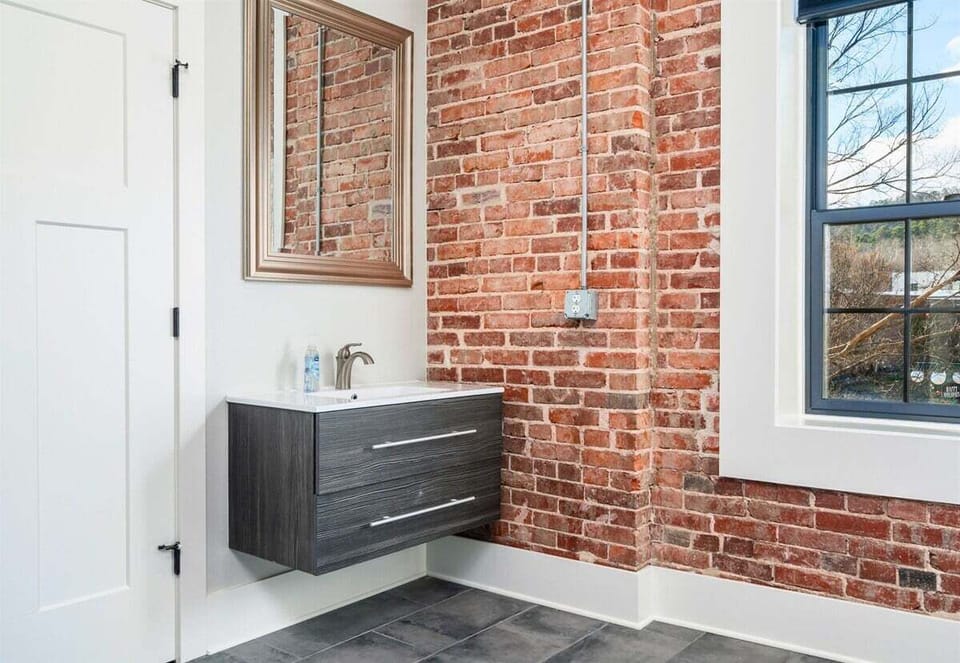 [Vanity] Brick Accent Wall in the Bathroom