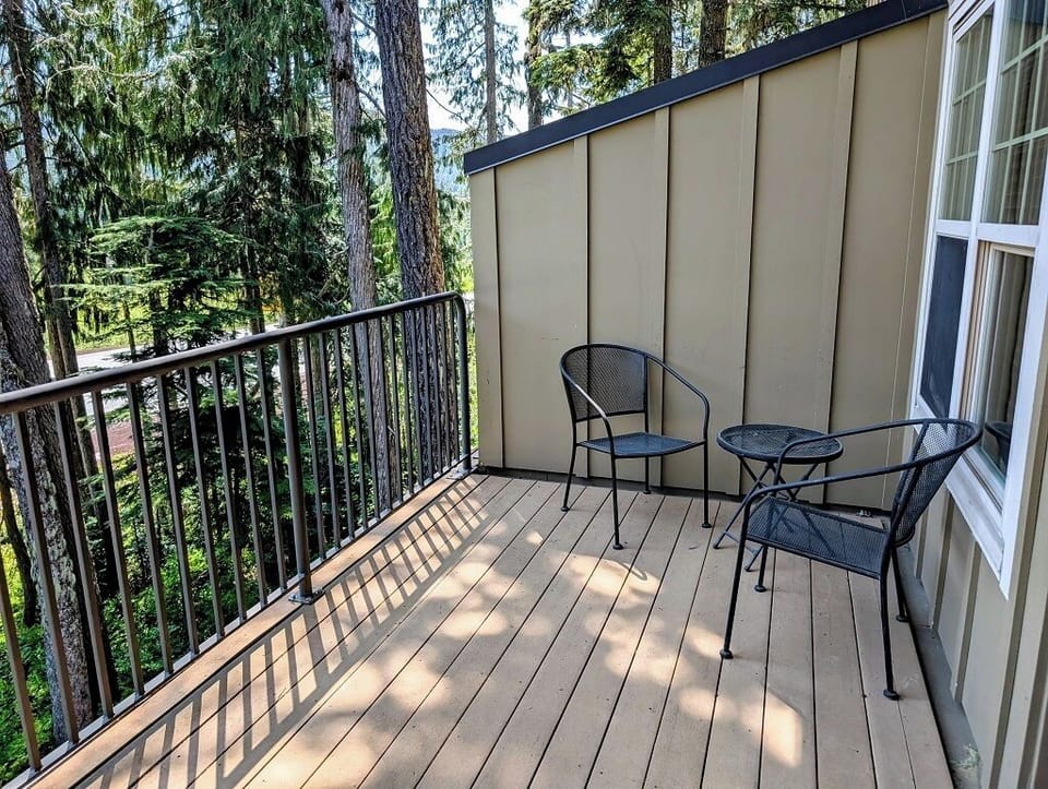 Outdoor seating on the private deck.