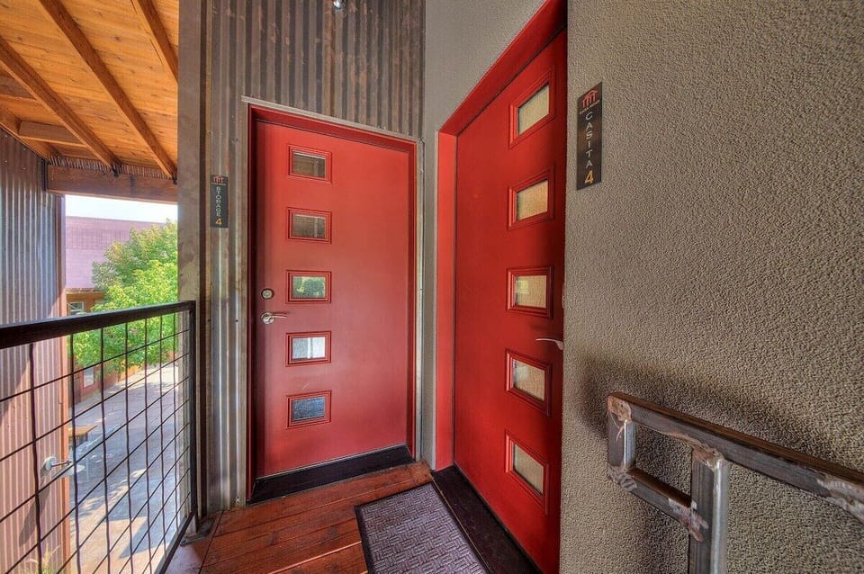 Entrance on 2nd level with stylish door