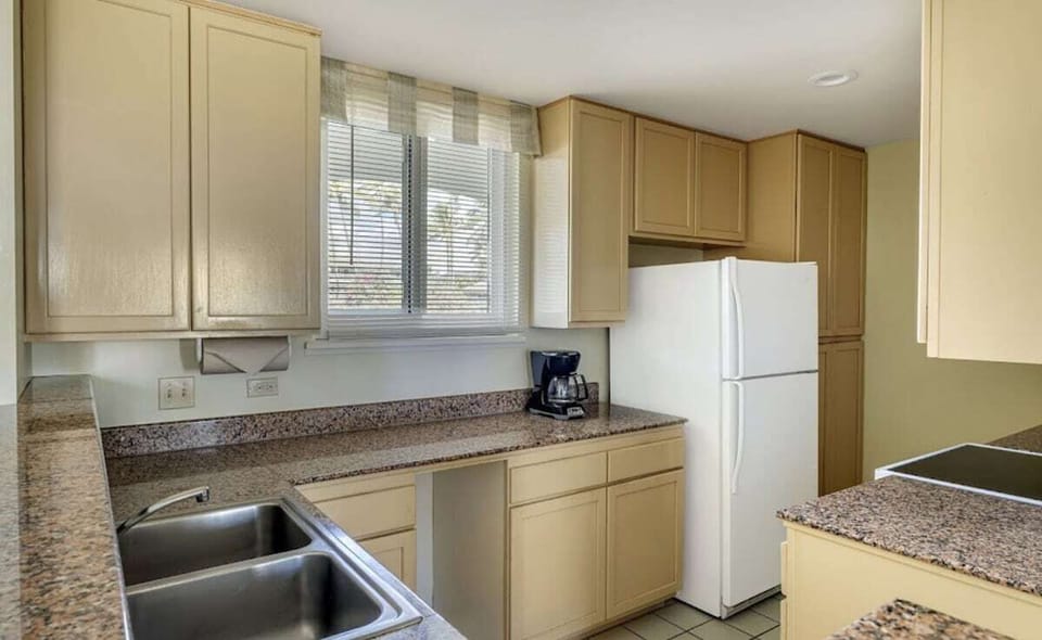 Full kitchen - refrigerator, stove, oven, coffee pot, microwave, dishwasher ++