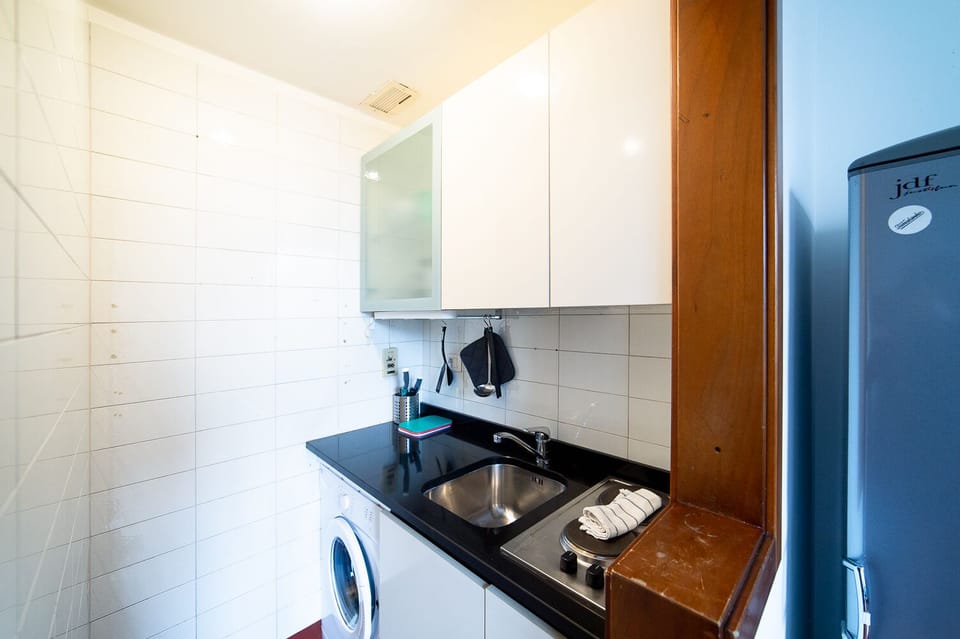 Exclusive Apartment | Private kitchen | Full-size fridge, microwave, stovetop, electric kettle