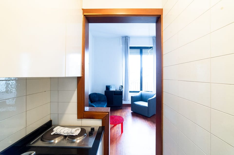 Exclusive Apartment | Private kitchen | Full-size fridge, microwave, stovetop, electric kettle