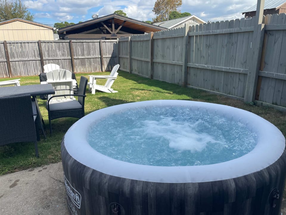 Inflatable hot tub so you can take a relaxing soak after a long day!