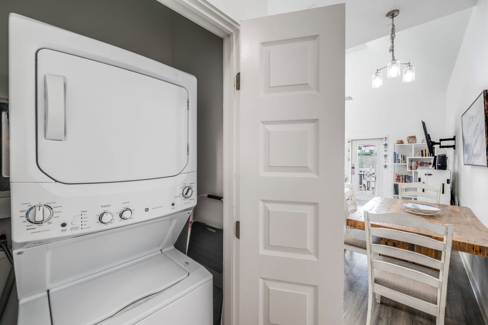 Your in-home laundry makes packing light easy while the workspace keeps you connected during longer stays.