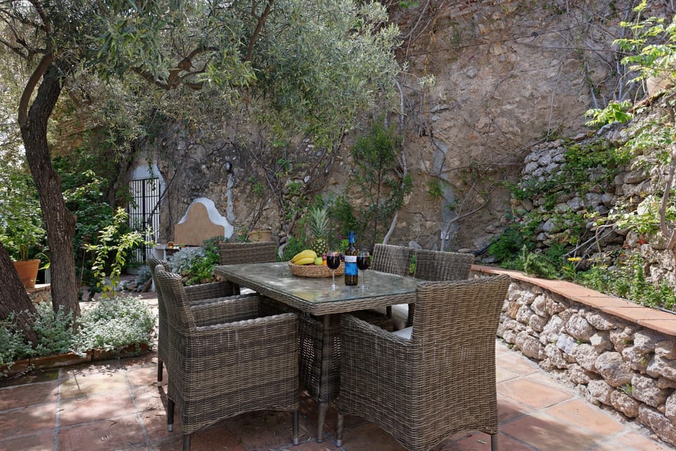 The gardens and outdoor dining area