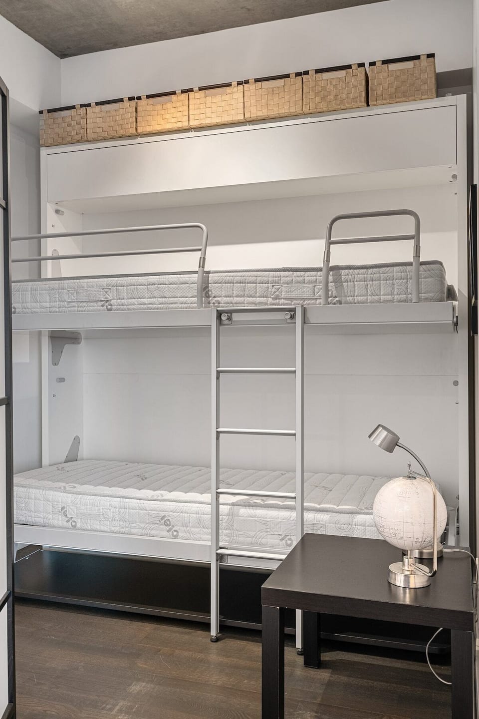 The coolest bunk bed, that is not only sturdy but a desk when folded up. 