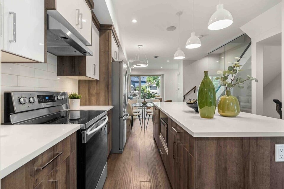 Guests will be invited to enjoy 
- Four level home 
- Four bedrooms 
- Four and a half bathrooms 
- Three separate living spaces 