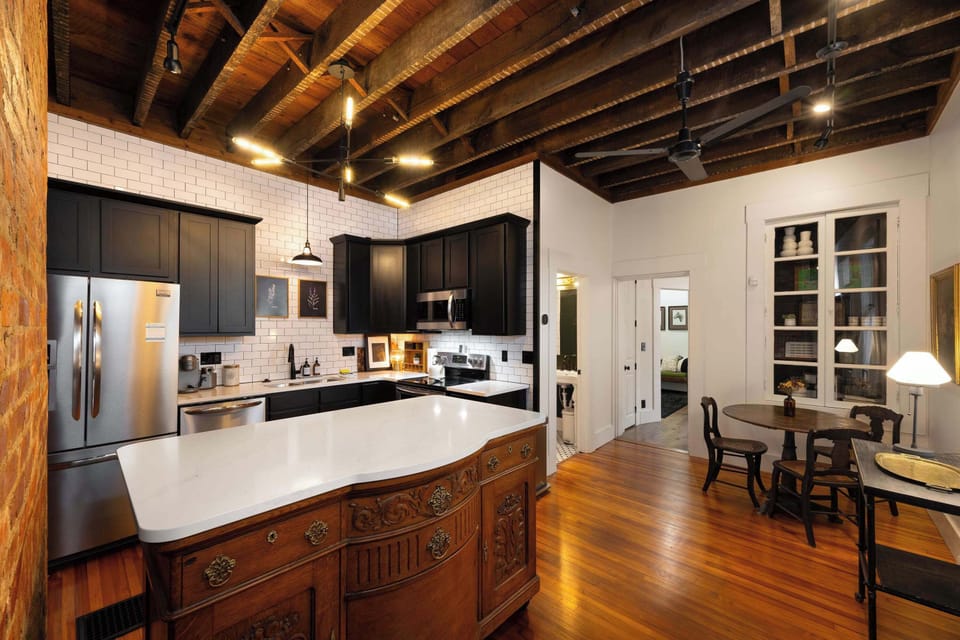 Open-concept kitchen and dining