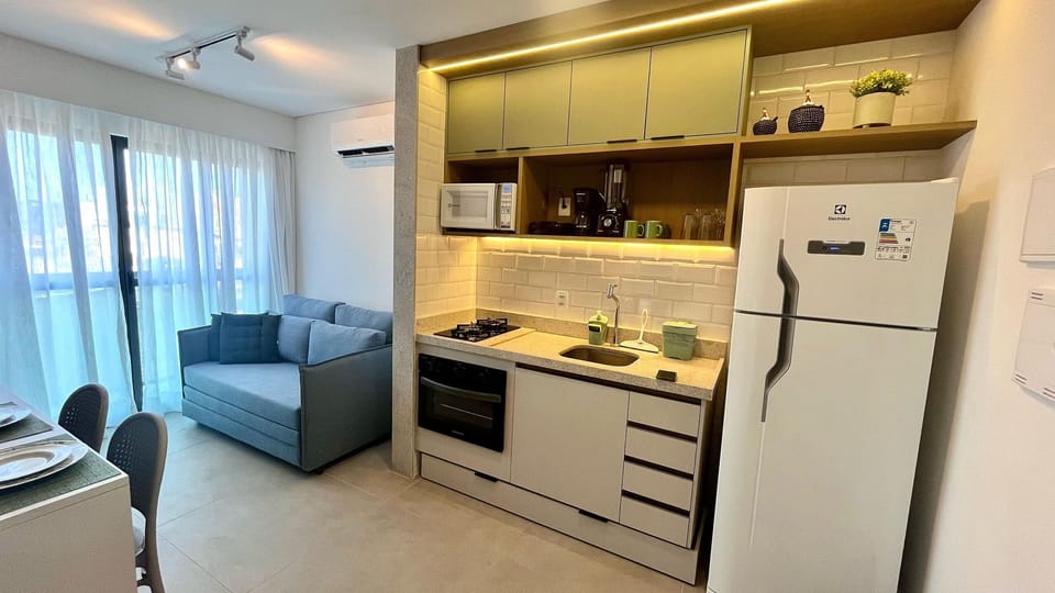 Apartment | Private kitchen | Full-size fridge, microwave, oven, blender